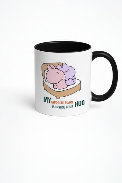 Mok Knuffel Konijntjes - 'Mijn Favoriete Plek is in Jouw Knuffel' - Romantisch Liefdes Mok Cadeau