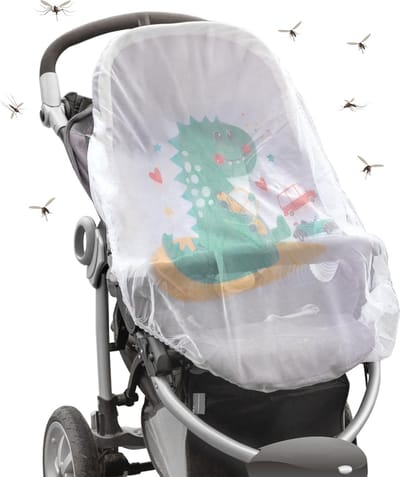 Insectenbescherming voor kinderwagen met schattige dinosaurus, universeel muggennet voor kinderwagen, draagtas, bed, Bassinet mand, reisbed, ideale bescherming tegen vliegen, wespen,