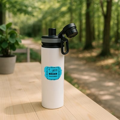 Hacebo® - liefste broer van de wereld waterfles met draaidop grijs - Broer - de liefste broer - verjaardag - cadeautje voor broer - broer artikelen - kado - geschenk - water fles - 850ML