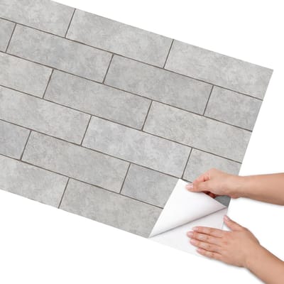 Coloray Meubel Wrap Folie - Grijs Meubelfolie - 65x130 cm - Meubel Wrap Folie Grijze tegels - Plakfolie Meubels - Minimalist Meubelfolie - Decoratiefolie Zelfklevend - Slaapkamer decoratie - Texturen