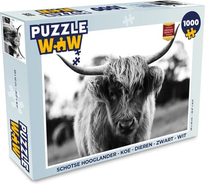 Puzzel Schotse Hooglander - Koe - Gras - Dieren - Natuur - Legpuzzel - Puzzel 1000 stukjes volwassenen
