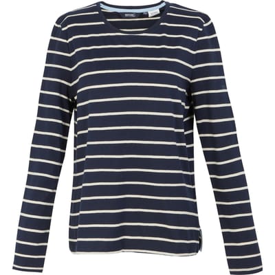 Regatta Dames/Dames Federica II Stripe T-shirt met lange mouwen (Marine / Licht Vanille)