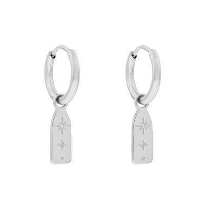Essentialistics - Oorbellen minimalistisch met hanger staafje sterretjes - Nikkelvrij - Zilverkleur - Stainless steel (verkleurt niet) - Kliksluiting