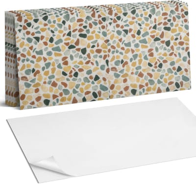 Coloray Plaktegels - Lijm mozaïekpatroon Wandtegel Zelfklevend - 60 cm x 30 cm - Geel Plaktegels - 6 stuks - Rechthoek PVC Tegels - Plaktegels Keuken - Zelfklevende Vloertegels Badkamer - Vinyl Tegels - Zelfklevende Wandtegels