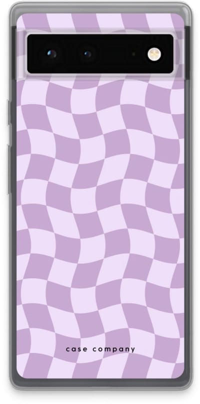 Case Company® - Hoesje geschikt voor Google Pixel 6 hoesje - Grid Paars - Soft Cover Telefoonhoesje - Bescherming aan alle Kanten en Schermrand