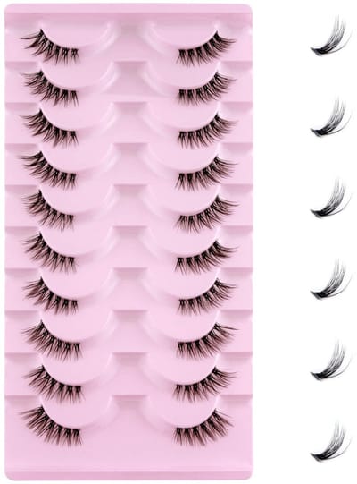 Dailygoods- Halve Wimpers Natuurlijke Look - Valse Wimpers Magnetisch - 10 Paar - Herbruikbaar - Wispy Pluizig - Zachte Doorzichtige Band