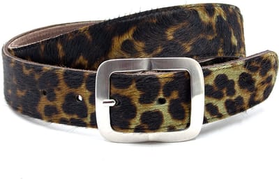 Dames ceintuur bruin leopard - 4 cm breed - Leer - Jeans riem - Casual - Maat 85