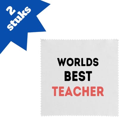 Akyol - worlds best teacher brillendoekjes - Docent - de beste leraar/lerares - juf - meester - verjaardagscadeau - verjaardag - cadeau - afscheidscadeau - geschenk - leuke cadeau - kado - gift - juffendag - meesterdag - 17,8 bij 17,8 cm - 2 stuks