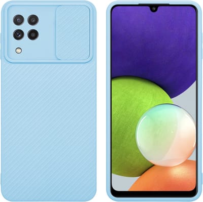 Cadorabo Hoesje geschikt voor Samsung Galaxy A22 4G in Bonbon Licht Blauw - Beschermhoes van flexibel TPU-silicone Case Cover en met camerabescherming