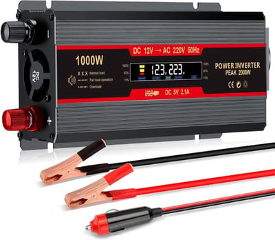 NBAP® Omvormer 12v 230v Zuivere Sinus - Spanningsomvormer - 2000W - Zwart en Rood