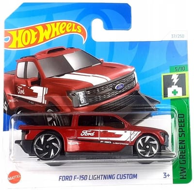 HOT WHEELS FORD F-150 RED 37/250 (1:64) HW GREEN SPEED 5/10 SHORT CARD 2024