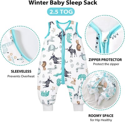 Famanu - Babyslaapzak voor het hele jaar door, kinderslaapzak, winter, 2,5 TOG, puur katoen, slaapzak, Oeko-Tex 100, verschillende maten, voor herfst en winter, slaapdeken