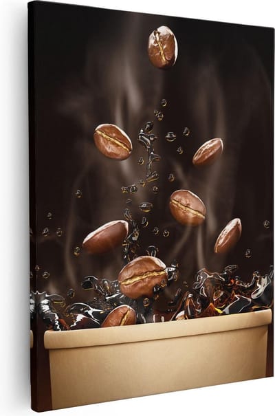 Artaza Canvas Schilderij Koffiebonen - 40x50 cm - Keuken Wanddecoratie - Muurdecoratie Stilleven - Kamer Accessoires