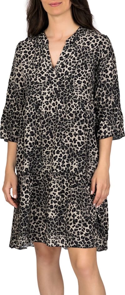 DENIMFY Dames Jurk DFFrida regular fit Antraciet S/M V Hals Volwassenen Zomerjurk