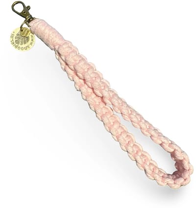 Macramé Pols Keycord - Squared - Baby Roze - Katoenkoord - Prijs per Stuk - Inclusief Verzendkosten