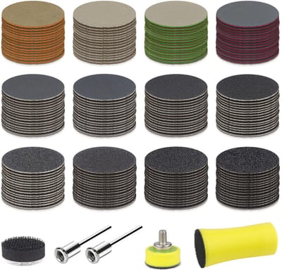 Dailygoods- Schuurpapier Set - 180 Stuks - Klittenband - 25mm Rond - Korrel 60-10000 - Zwart Siliciumcarbide - Hoge Slijtvastheid - Zandpapier