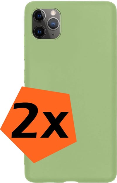 Hoes - 2 Stuks - Geschikt voor Apple iPhone 11 Pro Max - Sterk & Shockproof - Case Siliconen - Back Cover - Telefoon Hoes - Groen