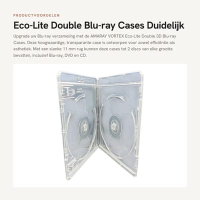 Dailygoods- Blu-ray Cases - Dubbele 2-Disc - 11mm Spine - Transparant - AGI Polymatrix - Inclusief Artwork Inlay - Dvd Hoes