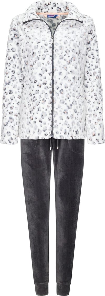 Rebelle dames huispak fleece - maat 40 - Panter - grijs