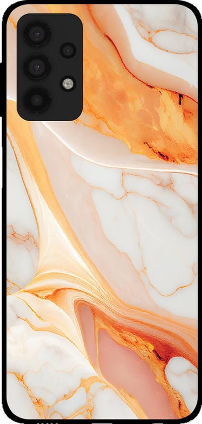 Smartphonica Telefoonhoesje voor Samsung Galaxy A32 5G met marmer opdruk - TPU backcover case marble design - Oranje geschikt voor Samsung Galaxy A32 5G