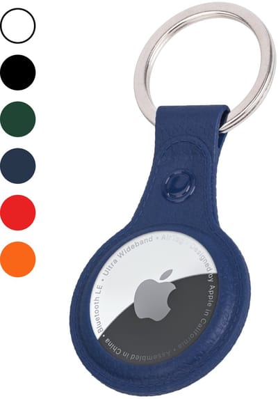 Hoesje Geschikt voor Apple AirTag 2e generatie Sleutelhanger Hoes Leren - Leder Look Hoesje Geschikt voor Apple AirTag 2-Sleutelhanger Hoesje Case - Donkerblauw