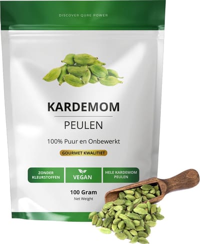 Hele Kardemom Peulen 100 gram | Premium Kwaliteit | Vegan | Kardemompeulen
