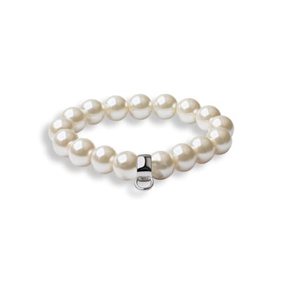 Quiges - Charm Bedel Zoetwater Parel Armband 20cm - 925 Zilver - HCB003
