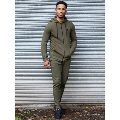 Enzo | Heren Zip Up Hoodie Tracksuit Set - Khaki