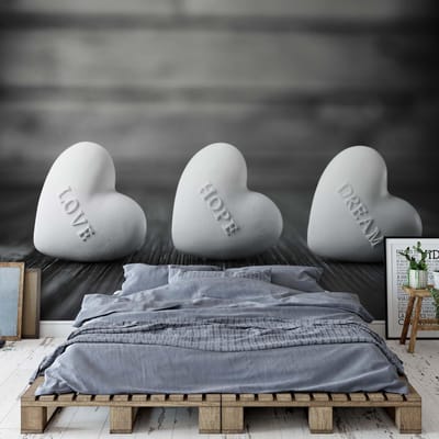 Fotobehang - Vlies Behang - Love, Hope en Dream Hartjes - 416 x 290 cm