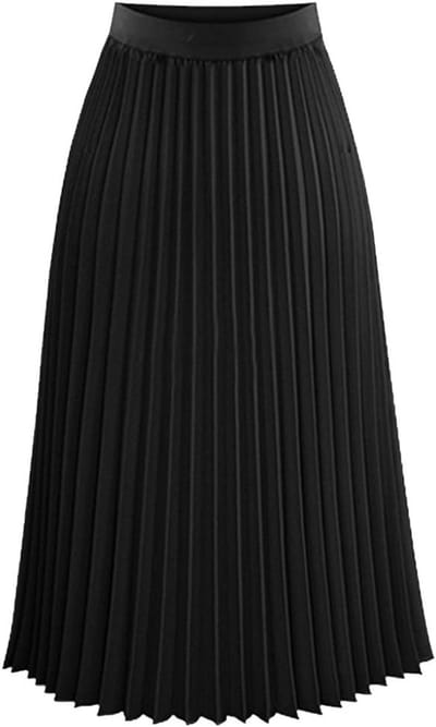 Zomerse Boho Plissé Rok voor Dames, A-lijn Midi Skirt in Zwart, Perfect voor Feestjes en Dagelijks Gebruik