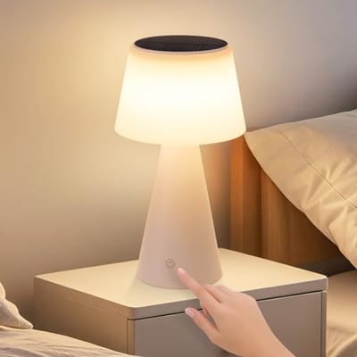 Glitzerlife - Tafellamp Tafellampen Draadloze tafellamp op zonne-energie - Accu LED tafellamp touch dimbaar - USB-C oplaadbaar IP44 waterdicht - ABS modern design - Ø24cm - Wit