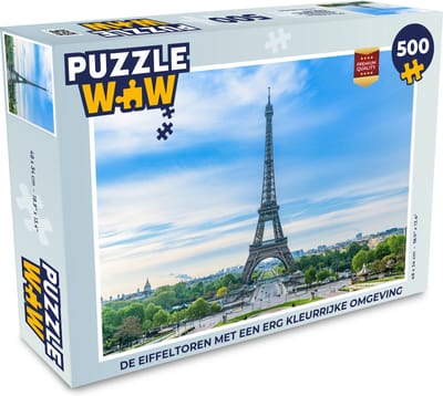 Puzzel De Eiffeltoren met een erg kleurrijke omgeving - Legpuzzel - Puzzel 500 stukjes