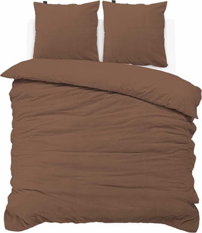 iSleep Dekbedovertrek Teddy Fleece - Eenpersoons - 140x200/220 cm - Bruin