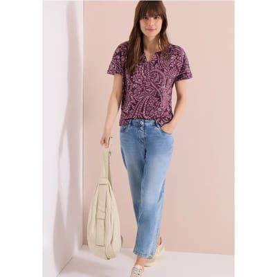 Shirt met gespleten hals en paisleypatroon