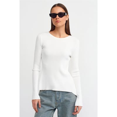 Slim Fit Geribbelde Bootcoll Sweater