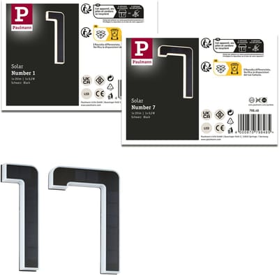 Set Solar LED-huisnummerverlichting incl. verwisselbare accu 3000K 2x6lm 2x0,2W Zwart