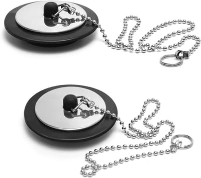 2 Universele Badstopknoppen met RVS Ketting voor Douche en Wastafel