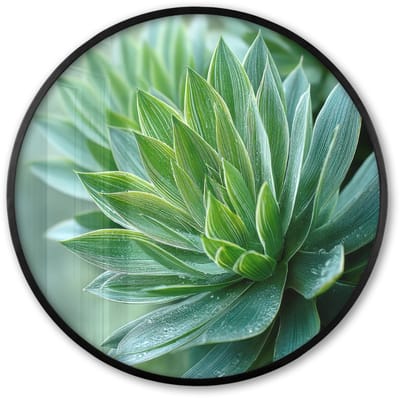 Poster in lijst Rond - Fotolijst 60x60 cm - Posters - Blad - Plant - Groen - Textuur - Ronde posterlijst zwart - Decoratie - Wanddecoratie woonkamer - Muurdecoratie slaapkamer
