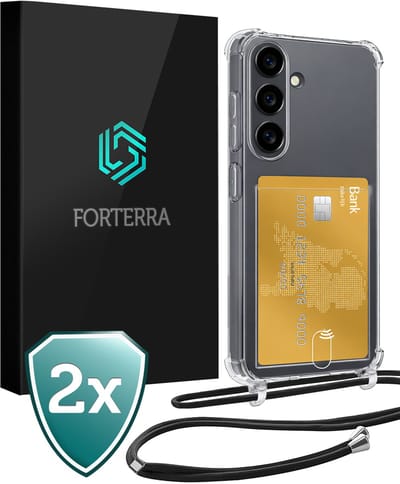Hoesje Geschikt voor Samsung S26 Pashouder Case Siliconen Hoes Met Koord - Hoes Geschikt voor Samsung Galaxy S26 Met Telefoonkoord Hoesje Back Cover Met Pasjeshouder - Transparant - 2 PACK