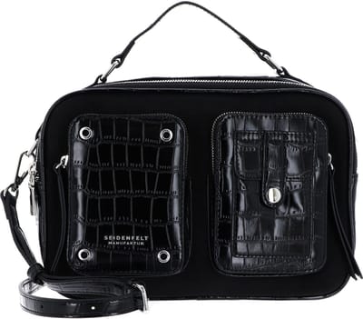 SEIDENFELT MANUFAKTUR Schoudertas Handtas Little Case Croco Print Black Zwart