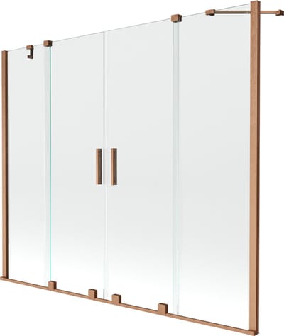 Mexen Velar Duo badwand scherm 2-delig schuifbaar 170 x 150 , transparant, geborsteld koper - 896-170-000-02-65