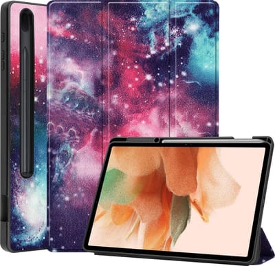 Hoesje - Geschikt voor Samsung Galaxy Tab S7 FE - Dun & Stevig - Hard Cover Case - Trifold Bookcase Hoes - Met Uitsparing Geschikt voor S Pen - Hardcover Book - Tablethoes - Galaxy
