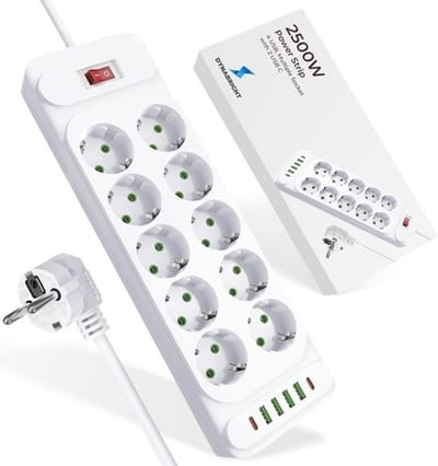 Multifunctionele Stekkerdoos met 8 AC, 4 USB & 1 USB-C – 2500W – Snelladen – 2m Kabel – Thuis, Kantoor & Reis