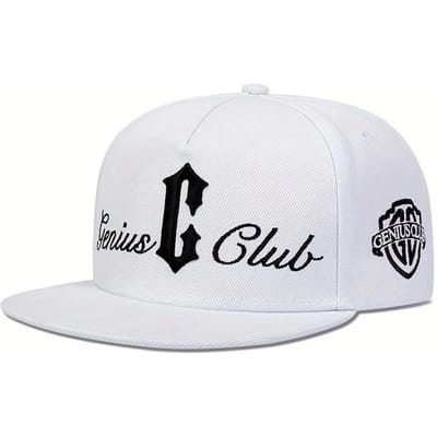 Unisex C Letter Zijde Geniaal Club Borduurwerk Hip-Hop Hoeden Buiten Verstelbaar Casual Baseballpetten Zonbescherming Hoed white