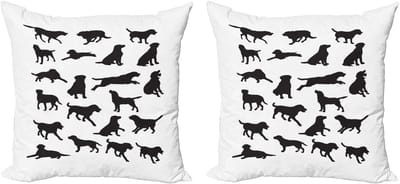 ABAKUHAUS Labrador kussensloopset (2 stuks), diverse posities, 45 cm, antracietgrijs wit