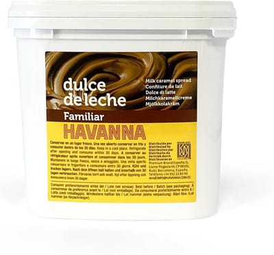 Havanna Dulce de Leche Family Pack 1 kg Karamel Spread - Romige Karamel Spread, Glutenvrij | Zonder Kunstmatige Kleur en Smaakstoffen | Emmerverpakking met Kajal Sticker