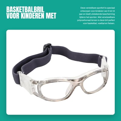 Dailygoods- Basketbalbril Verstelbare Beschermlens - Sportbril voor Kinderen - Polycarbonaat Lens - Krasbestendig - Duurzaam - Optimale Zichtbaarheid