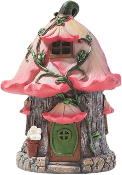 Miniatuur Tuinhuis - Sprookjeshuisje Decoratie - Tuin Aankleden - Waterdicht Hars Materiaal - 12 x 11 x 6.5 cm - Bloemenhuis