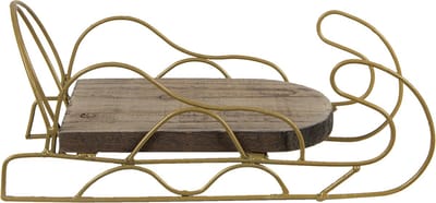 Clayre & Eef Kerstdecoratie Slee 26x13x12 cm Bruin Hout