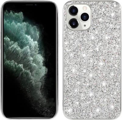 Coverup Hoesje - Geschikt voor iPhone 12 Mini Hoesje - Coverup Glitter Back Cover - Zilver